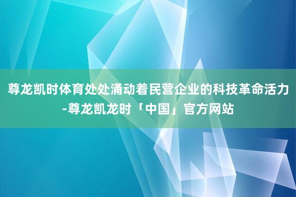 尊龙凯时体育处处涌动着民营企业的科技革命活力-尊龙凯龙时「中国」官方网站
